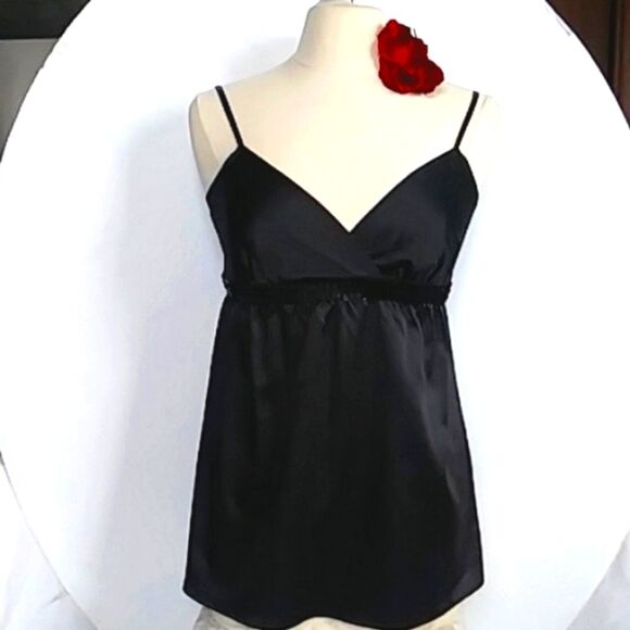 Express Babydoll Top Vintage Y2K Satin Sequins Whimsigoth Black Dark Fai… - Picture 1 of 8